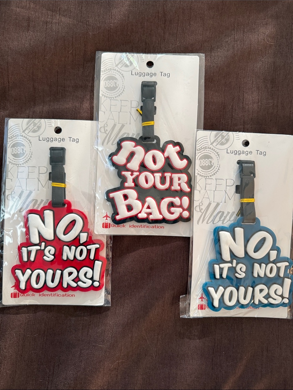 Bold 'No, It's Not Yours!' Luggage Tag - Red, Black, Blue